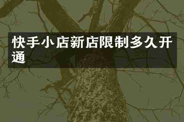 快手小店新店限制多久开通