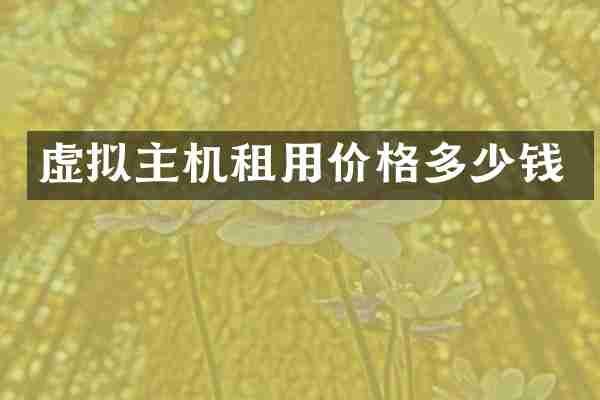 虚拟主机租用价格多少钱