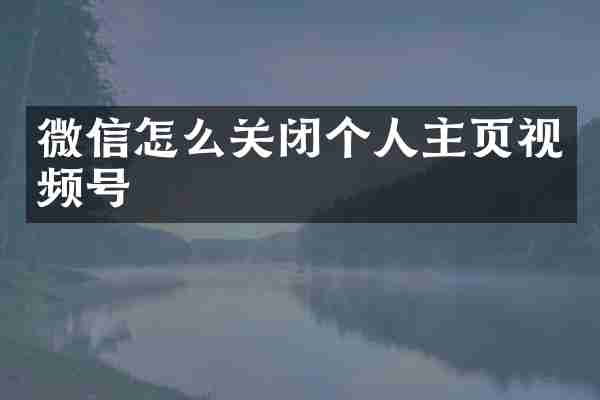 微信怎么关闭个人主页视频号