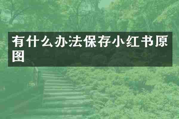 有什么办法保存小红书原图