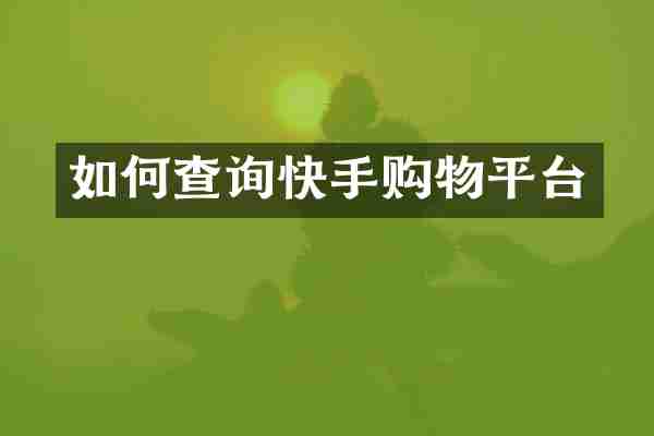 如何查询快手购物平台