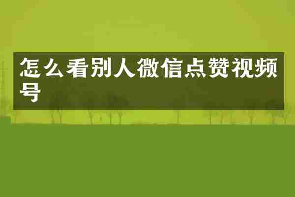 怎么看别人微信点赞视频号