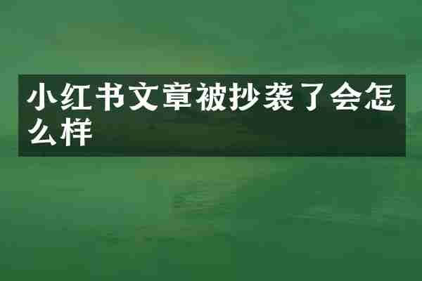 小红书文章被抄袭了会怎么样