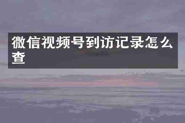 微信视频号到访记录怎么查