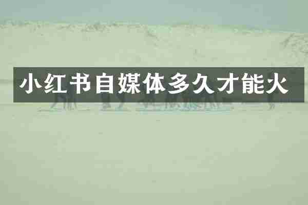 小红书自媒体多久才能火