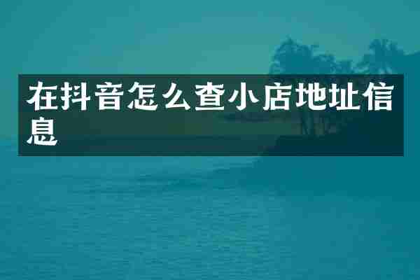 在抖音怎么查小店地址信息