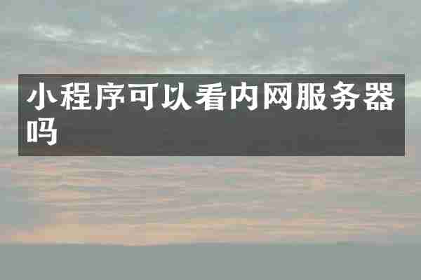 小程序可以看内网服务器吗
