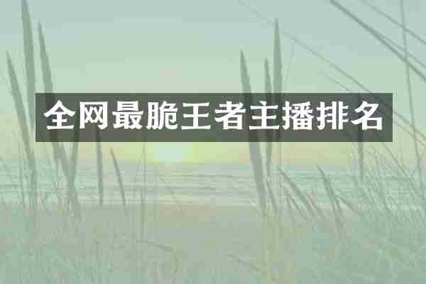 全网最脆王者主播排名