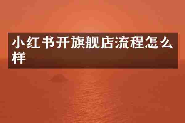 小红书开旗舰店流程怎么样