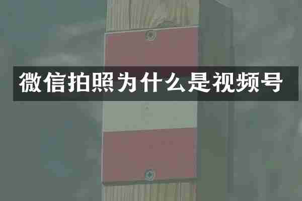 微信拍照为什么是视频号