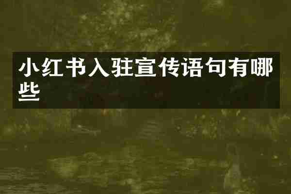 小红书入驻宣传语句有哪些