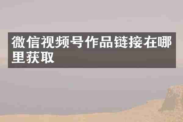 微信视频号作品链接在哪里获取