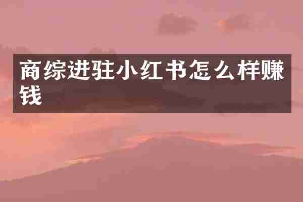 商综进驻小红书怎么样赚钱