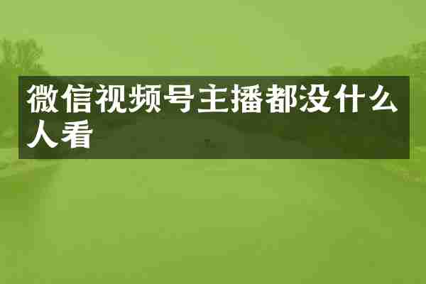微信视频号主播都没什么人看