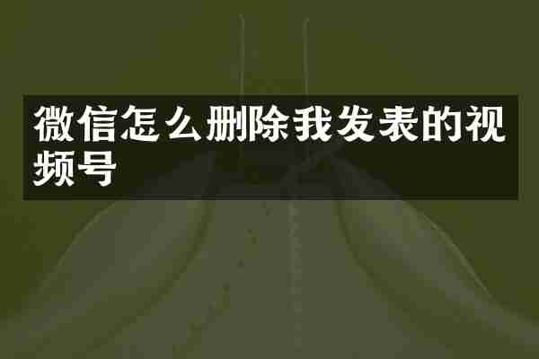微信怎么删除我发表的视频号