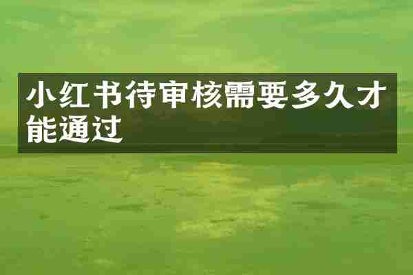 小红书待审核需要多久才能通过