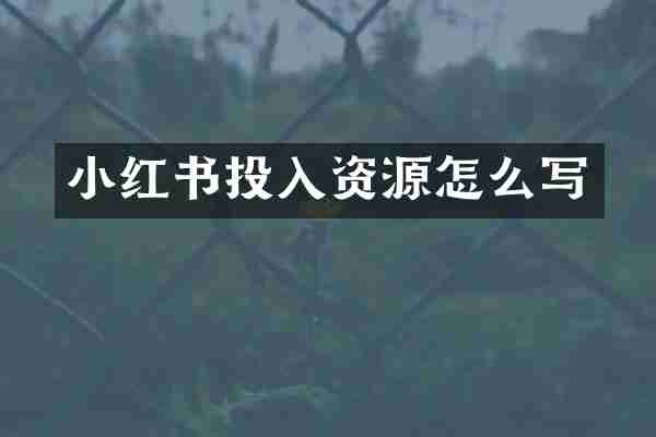 小红书投入资源怎么写