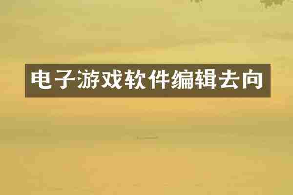 电子游戏软件编辑去向