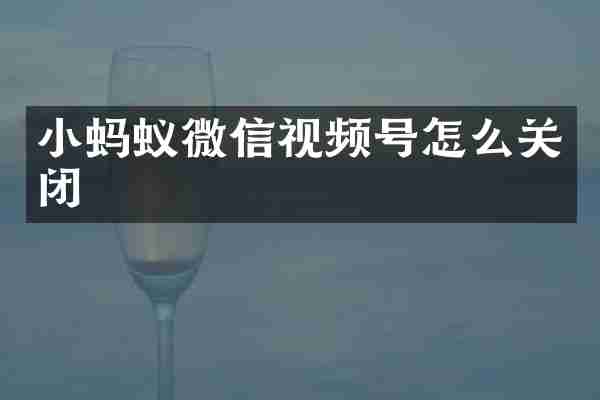 小蚂蚁微信视频号怎么关闭