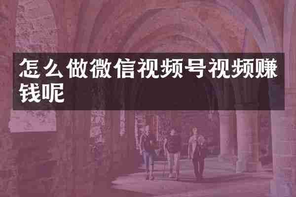 怎么做微信视频号视频赚钱呢