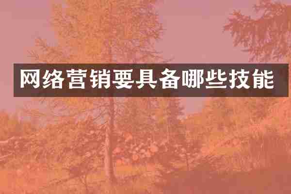 网络营销要具备哪些技能