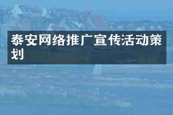 泰安网络推广宣传活动策划