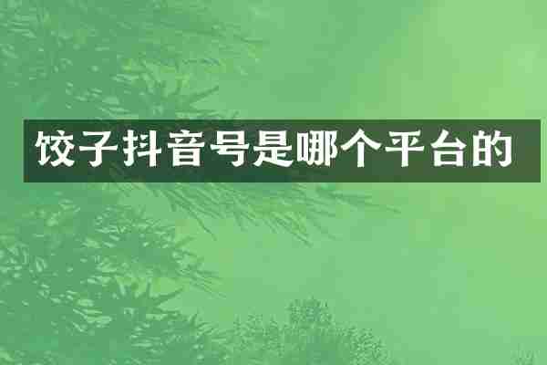 饺子抖音号是哪个平台的