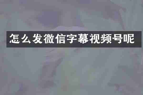 怎么发微信字幕视频号呢