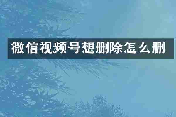 微信视频号想删除怎么删
