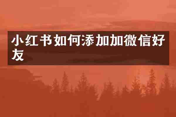 小红书如何添加加微信好友