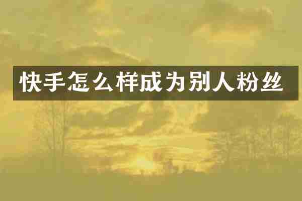 快手怎么样成为别人粉丝