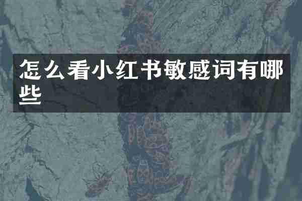 怎么看小红书敏感词有哪些