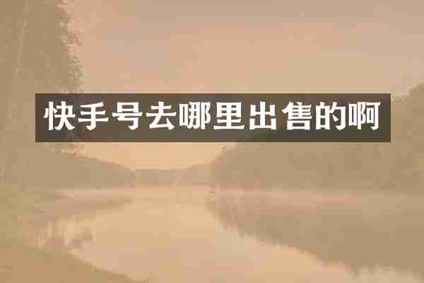 快手号去哪里出售的啊