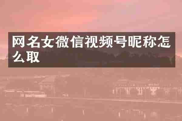 网名女微信视频号昵称怎么取