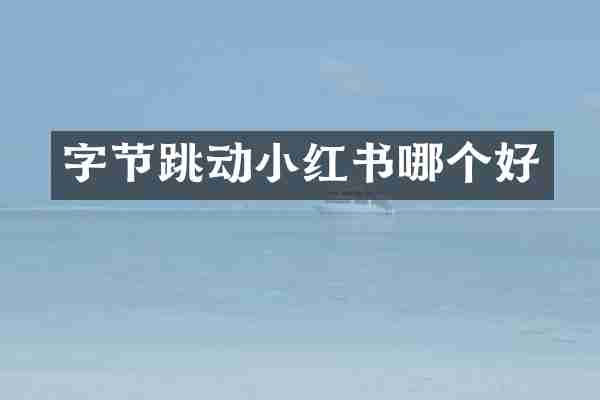 字节跳动小红书哪个好