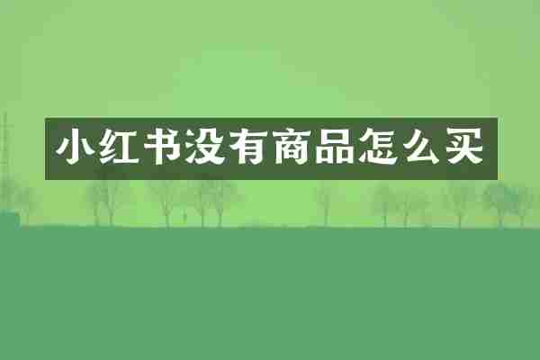 小红书没有商品怎么买