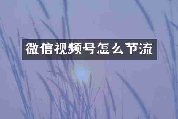 微信视频号怎么节流