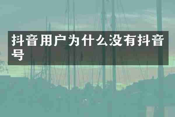 抖音用户为什么没有抖音号