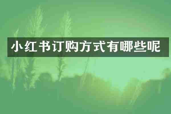 小红书订购方式有哪些呢