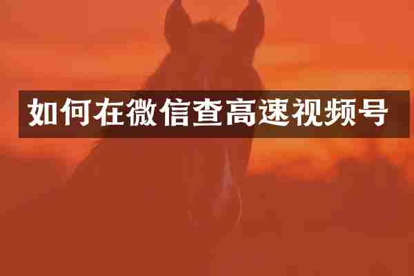 如何在微信查高速视频号