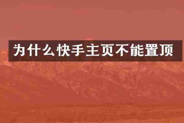 为什么快手主页不能置顶