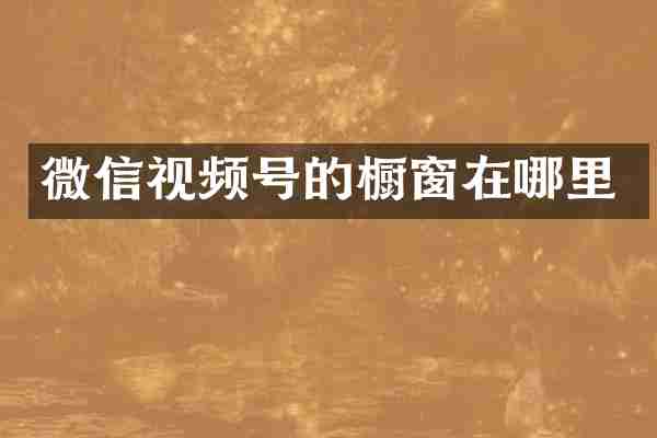 微信视频号的橱窗在哪里
