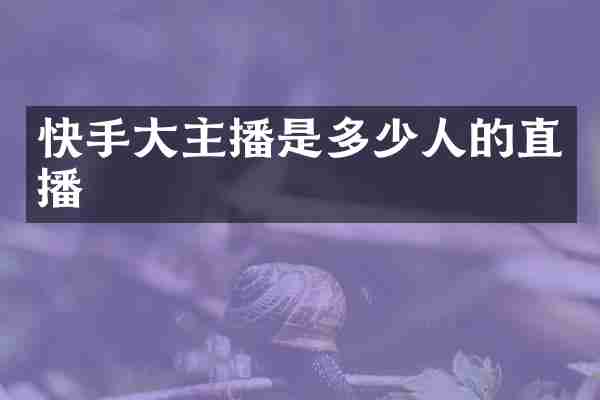 快手大主播是多少人的直播