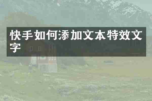 快手如何添加文本特效文字