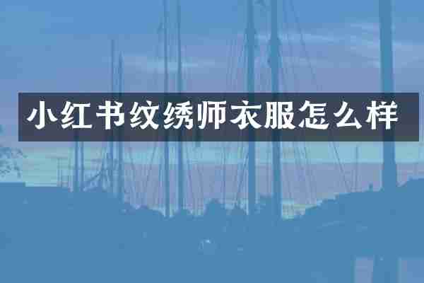 小红书纹绣师衣服怎么样