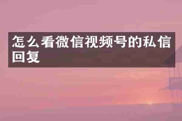 怎么看微信视频号的私信回复