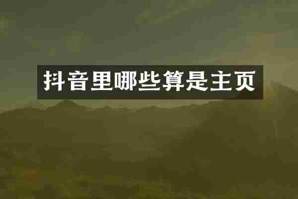 抖音里哪些算是主页