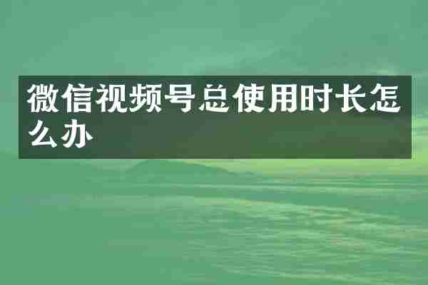 微信视频号总使用时长怎么办