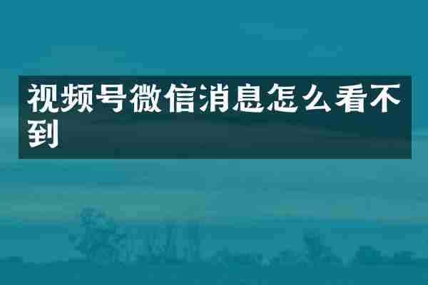 视频号微信消息怎么看不到