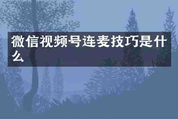 微信视频号连麦技巧是什么